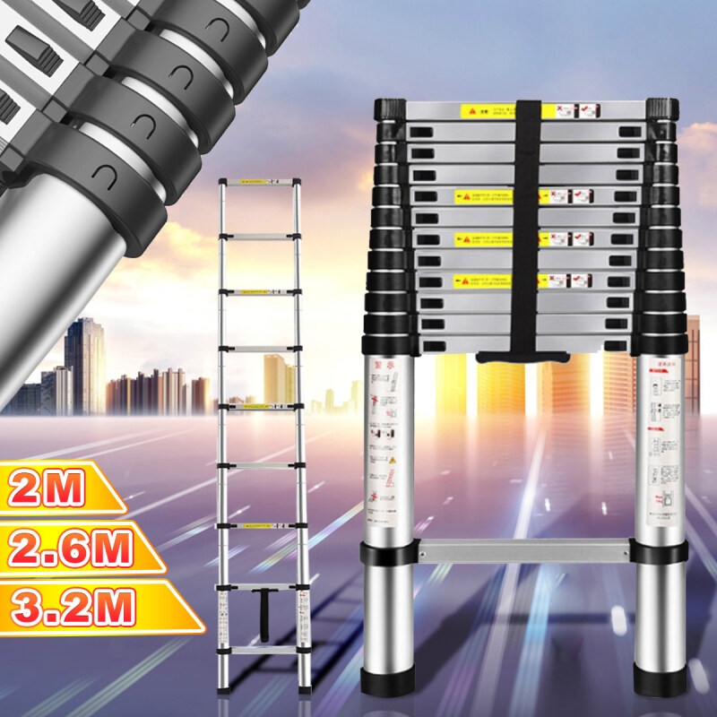 7/9/11FT Folding Multi-Purpose Telescopic Extension Ladder Aluminum Heavy