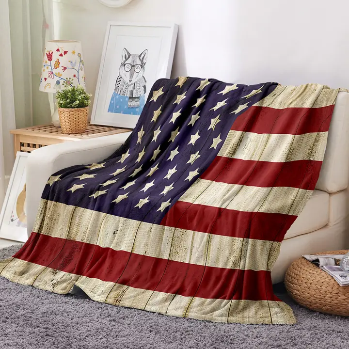 American British Flag Stars And Stripes Elements Flannel Throw Soft Blanket Air Conditiaoning Home Office Throw On Sofa Lazada Ph