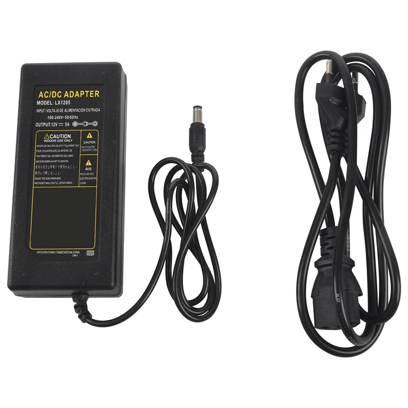 12v 5a 60w power supply adapter for led light strip rgb smd 3528 5050
