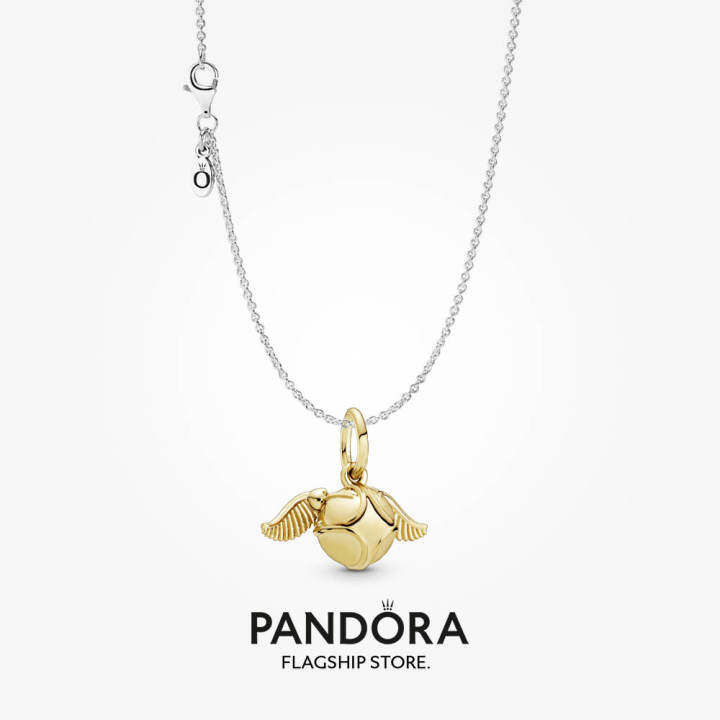 2022 New Original Pandoras x Harry Potter Golden Snitch Necklace Set