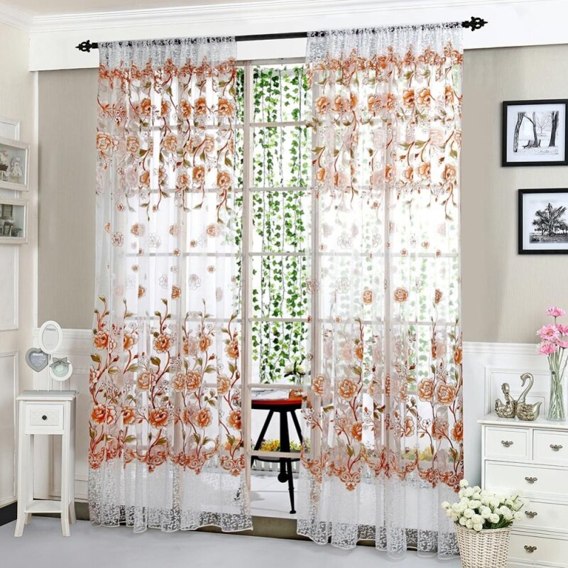 (Có Sẵn) Rèm Hoa Mẫu Đơn Rèm Cửa Sổ Phòng Khách Phòng Ngủ Nhà Cửa