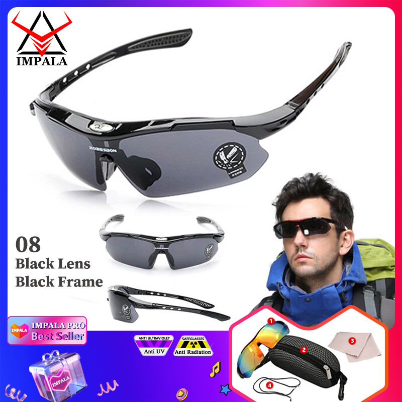 IMPALA X17Y Men Sports Sunglasses with Replaceable Lens Polarized UV400 Anti Glare Anti Fog for Men and Women Outdoor Sports Eyewear with Box
