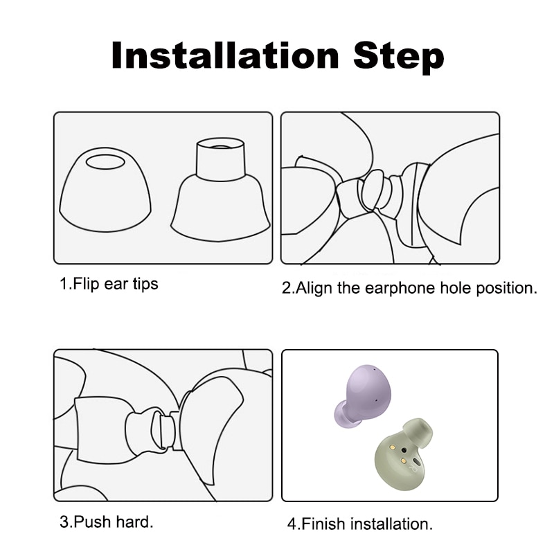 Replacement Tips Samsung Galaxy Buds 2 Eartips Earbuds Silicone Ear Tips Buds Wing Reducing Noise Earbuds Ear Cushion Covers
