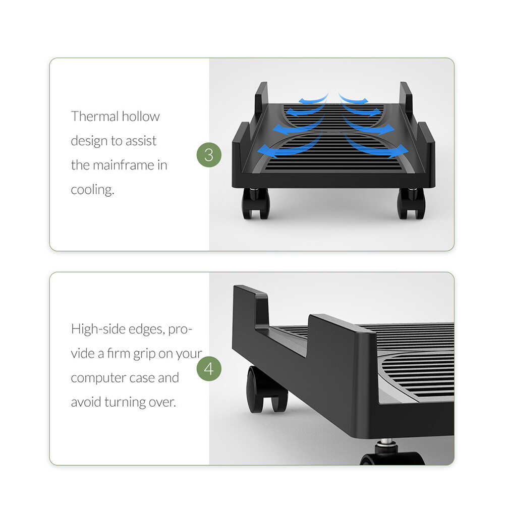 ORICO CPB3 Anti-slip Computer Towers Stand Cart PC Cases Mobile Computer CPU Cooling Holder Bracket with 4 Rotatable Caster Wheels