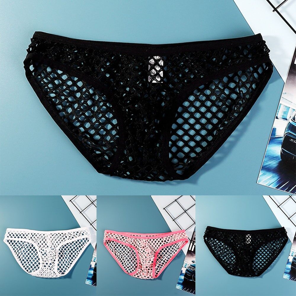 Mens Low-Rise Mesh Panties Knickers Bikini Underpants Briefs