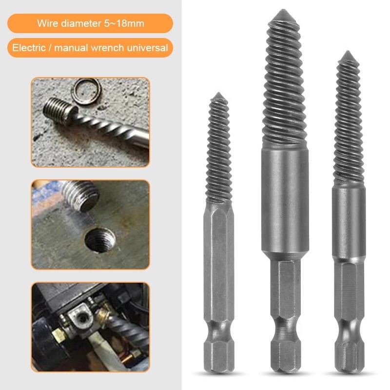 KIPRUN 5Pcs Damaged Screw Extractor Center Drill Bits Guide Set Broken Damaged Bolt Remover Hex Shank And Spanner For Broken Hand Tool