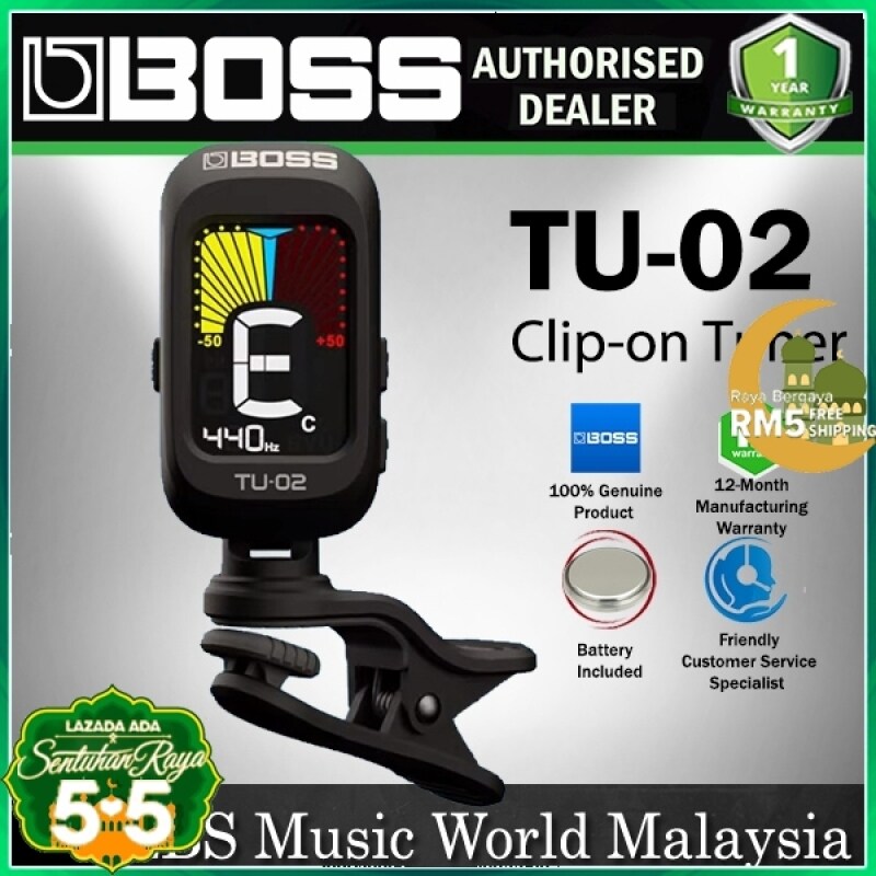 Boss TU-02 Clip On Chromatic Tuner For Electric Guitar Bass Ukulele Tuning (TU02) Malaysia