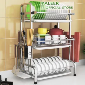 Yaleer 3 Tier Dish Rack Kitchen Organizer 304 Stainless Steel Tier Dish Rack Kitchen Organizer