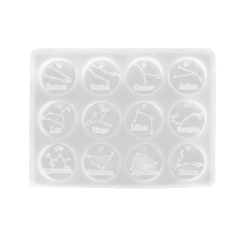 12 Constellations Discs Pendant Epoxy Resin Silicone Mold Jewelry Making Tools