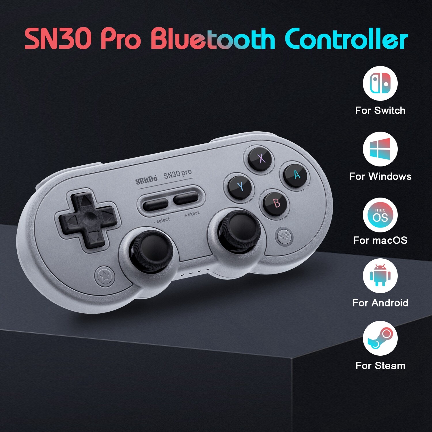 8Bitdo SN30 Pro จอยเกมส์บลูทูธสำหรับ Windows/Android/MacOS/ไอน้ำ/สวิทช์ ...