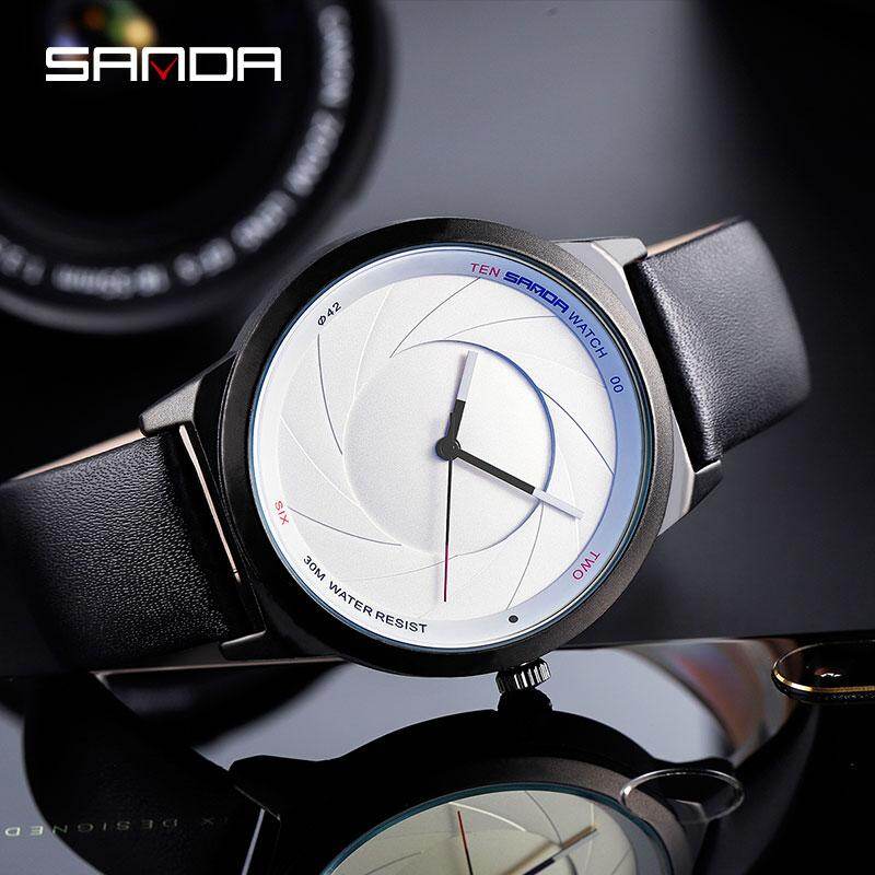 SANDA High-end Men's Watch Fashion Brand Luxury Men's Watch Ultra-thin Leather Clock Men's Business Watch Waterproof Gift Box