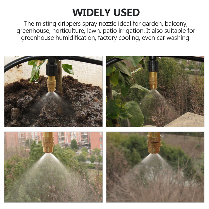 Adjustable Copper Misting Nozzle w/ 4/7mm Plastic Tee Connector Brass Watering Irrigation Sprinkler Cooling Nozzle 1pc