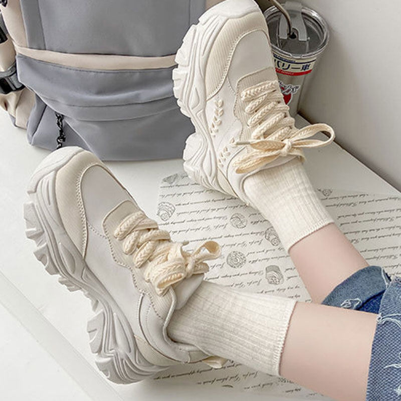 RENBEN giay theo thao nữ Giày Đế Bằng Dệt Đa Năng Chiều Cao Thường Ngày Giày Chạy Bộ Xu Hướng Thời Trang Thể Thao Mùa Thu Hè