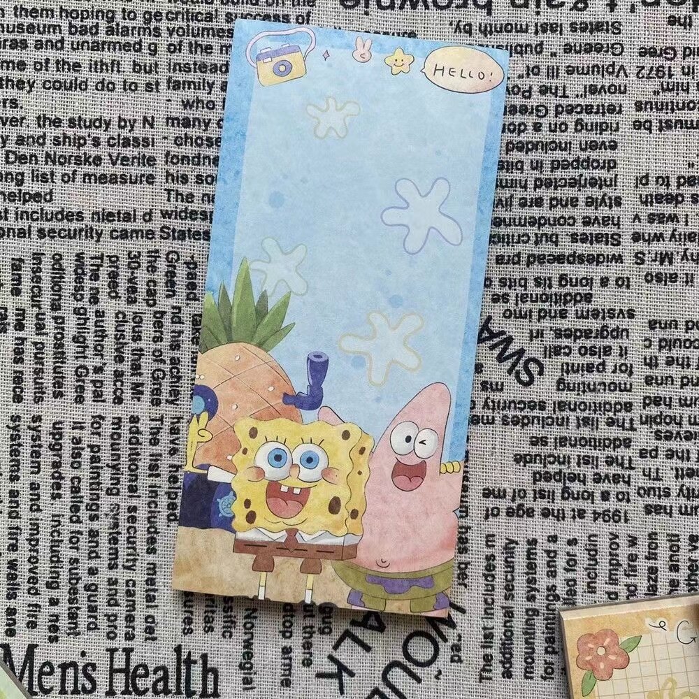 Sticky Notes SpongeBob 4pcs Pads Self-Stick Notes15.5 x 7.5cm, 50Sheets/Pad