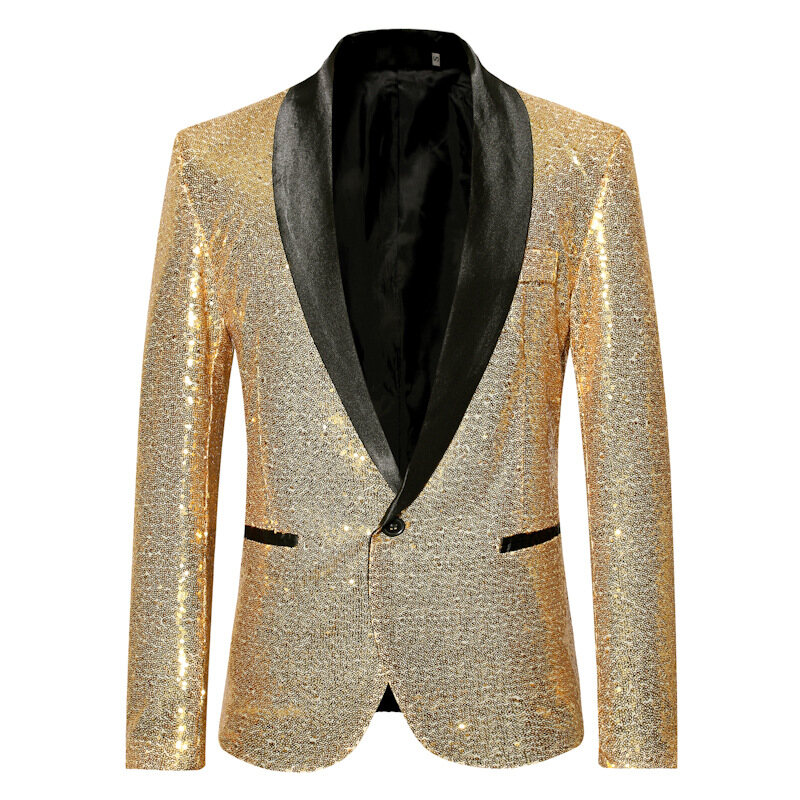 European and American Performance Dresses Golden Shining Suits Nightclubs Men's Costume Hosts Studio Coat European Size
