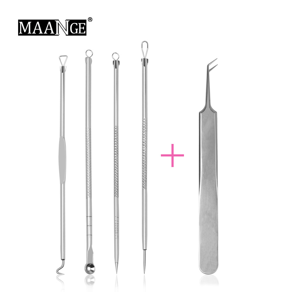 MAANGE Bộ 5 dụng cụ nặn mụn Có Nhíp