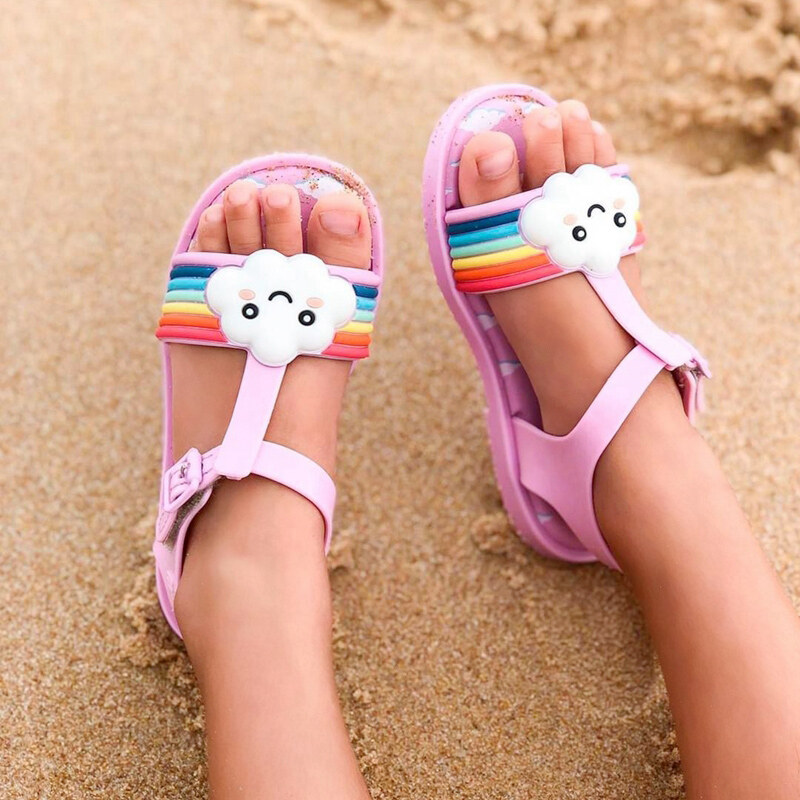 Melissa Rainbow Girl Sandals Beach Jelly Shoes Children Breathable