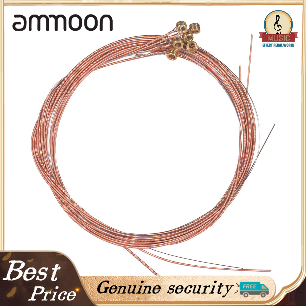 Acoustic Folk Guitar Strings Set Steel Core Copper Alloy Winding, 6pcs/ Set Red Bronze Color