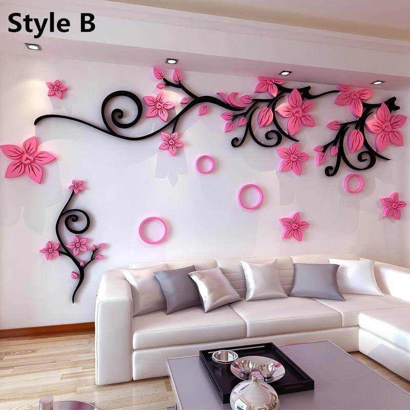 3D Hoa Arcylic Decal Dán Tường TRUYỀN HÌNH Nền Trang Trí Tường TỰ LÀM Nghệ Thuật Trang Trí Nhà Nhà Thời Trang Trang Trí Dán