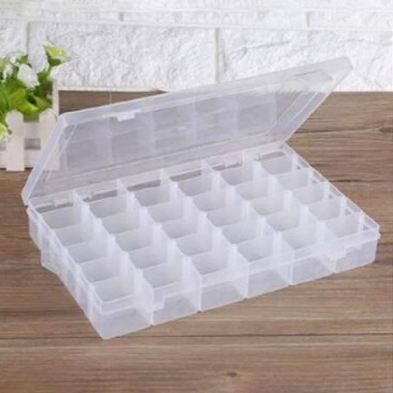 36 Grid Storage Jewelry Box Home Plastic Organizer Container with Adjustable Dividers