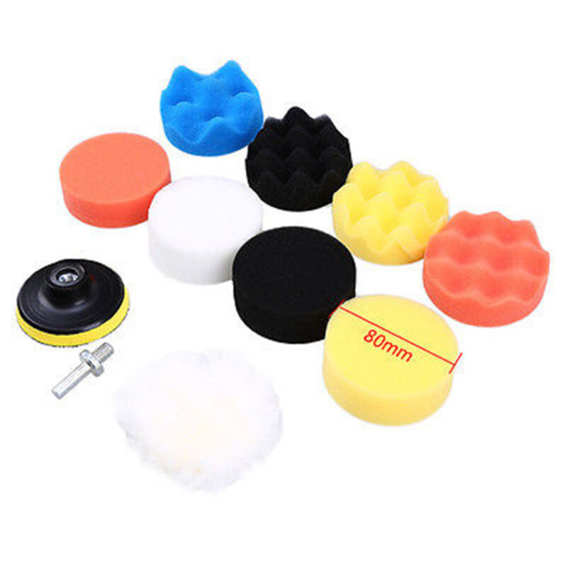 11PCS Sponge Polishing Foam Waxing Buffing Pads Set Kit Compound Auto Car Drill