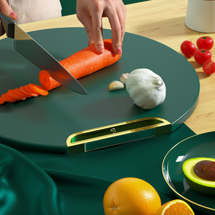 Chopping Blocks Thickened Cutting Board Anti-Mildew Non-Slip PE Plastic Round Rotatable Sticky Board Pad Cutting Board Kitchen
