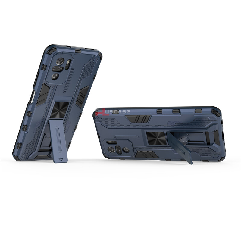 PlusCase for Xiaomi Redmi Note 10 10S Case Shockproof Kickstand Armor Camera Lens Protector Hard Back Cover