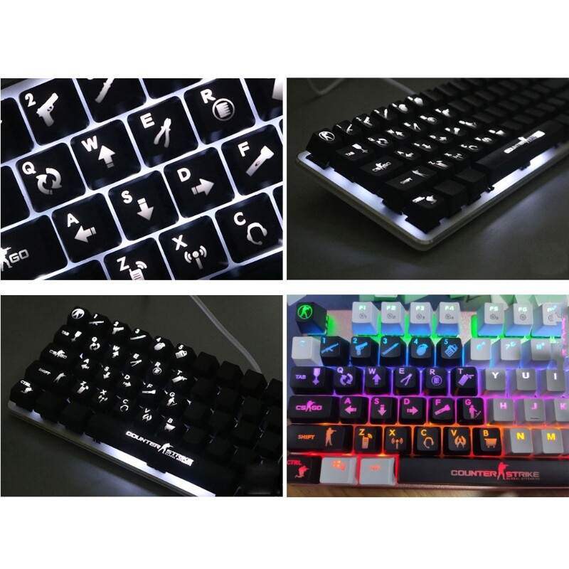 CS Đi Trò Chơi, Nắp Phím OEM Trong Mờ Chiếu Sáng Đèn Nền ABS 26 Phím Cho Bàn Phím Cơ CS Go Keycap