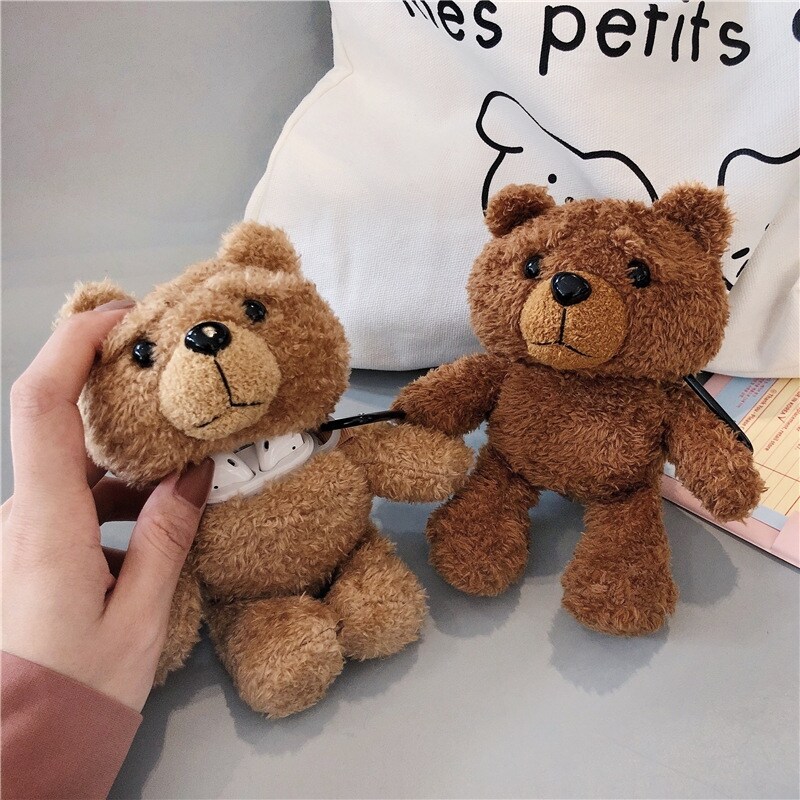 【 Hot Sale】 Autumn Winter Plush Doll Bear ForAirPods 3 Case Silicone Soft Wireless Bluetooth Earphone Shell For Airpods 1 2 Pro Case