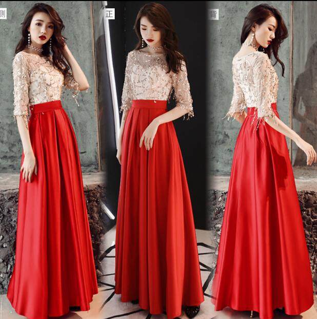 long sleeve floor length gown