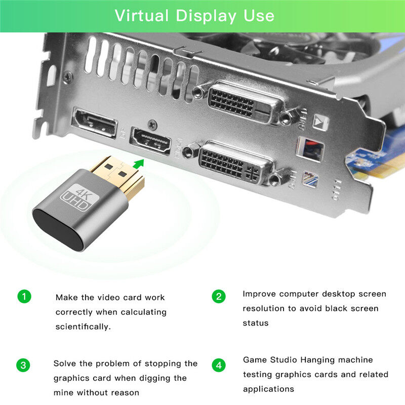 Phích Cắm Ảo JTKE VGA, Bộ Chuyển Đổi Giả Mô Phỏng Màn Hình Ảo HDMI, Bộ Chuyển Đổi DDC Chỉnh Sửa Hỗ Trợ 1920X1080P Cho Video