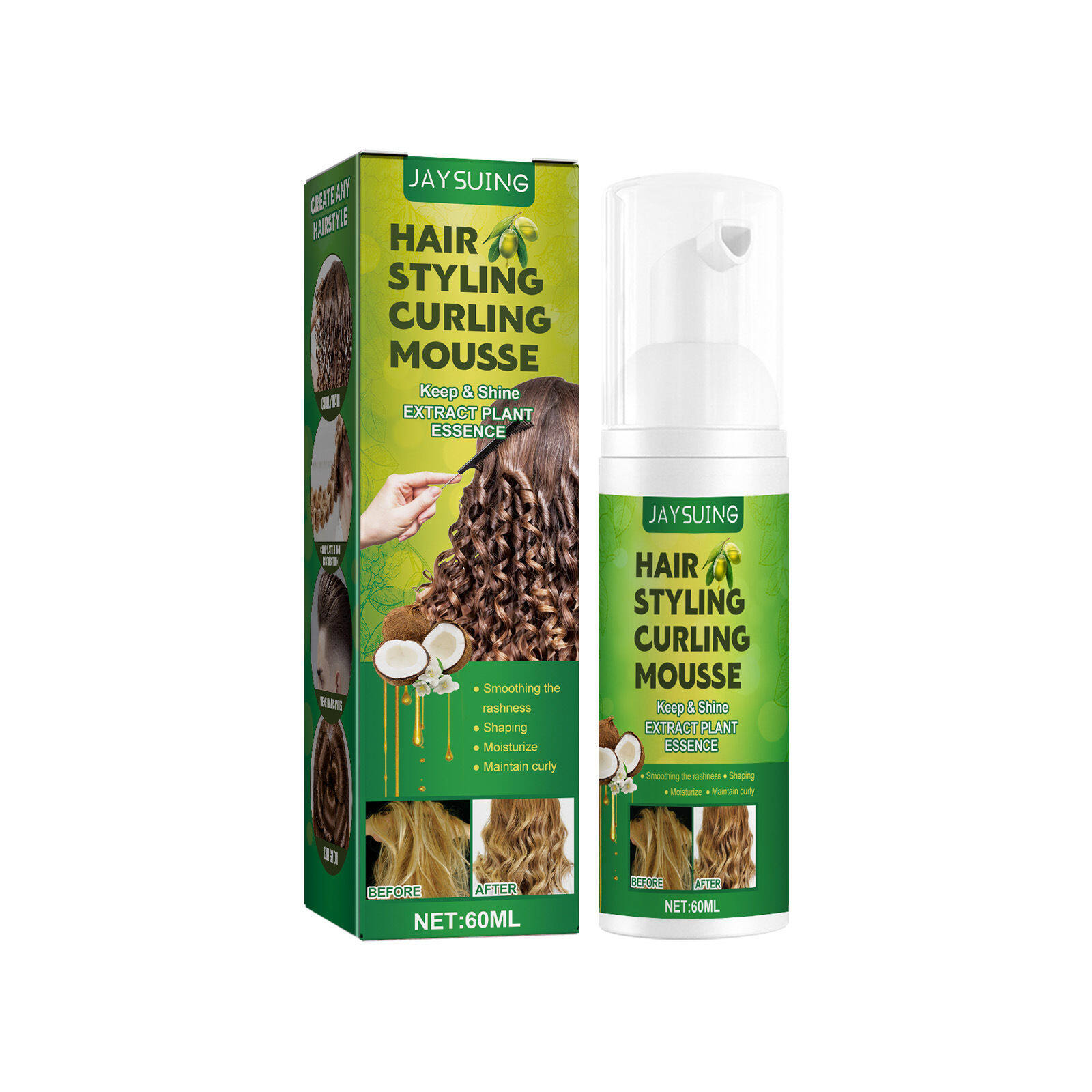 Jaysuing tạo kiểu tóc uốn Mousse 60ml