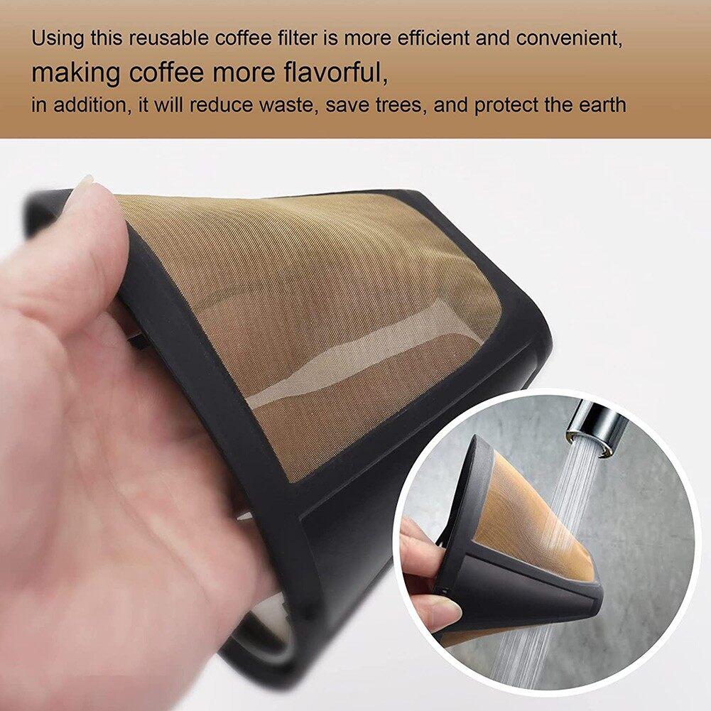 Coffee Filter Stainless Steel Reusable Cone Shape Permanent Coffee Filter Mesh Basket