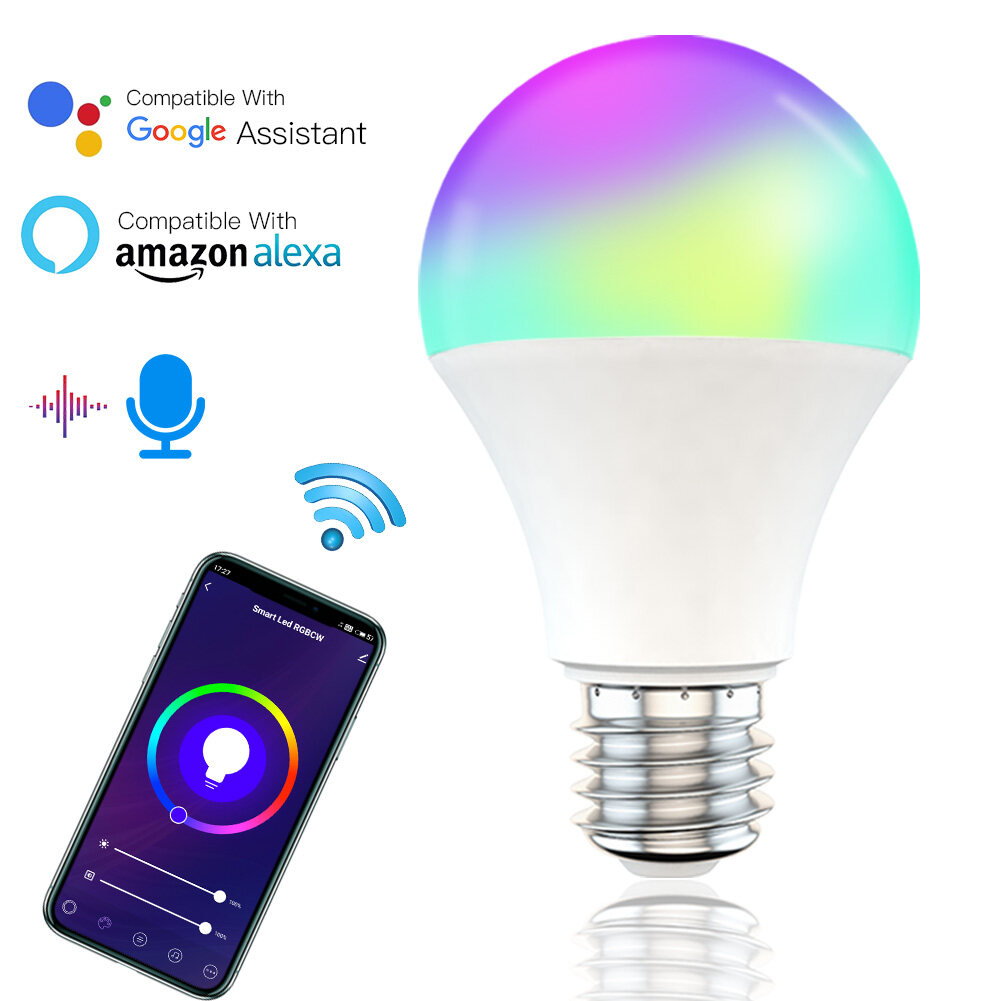 Wifi Smart LED Light Bulb RGB Dimmable App Control for Amazon Alexa/Google Home 