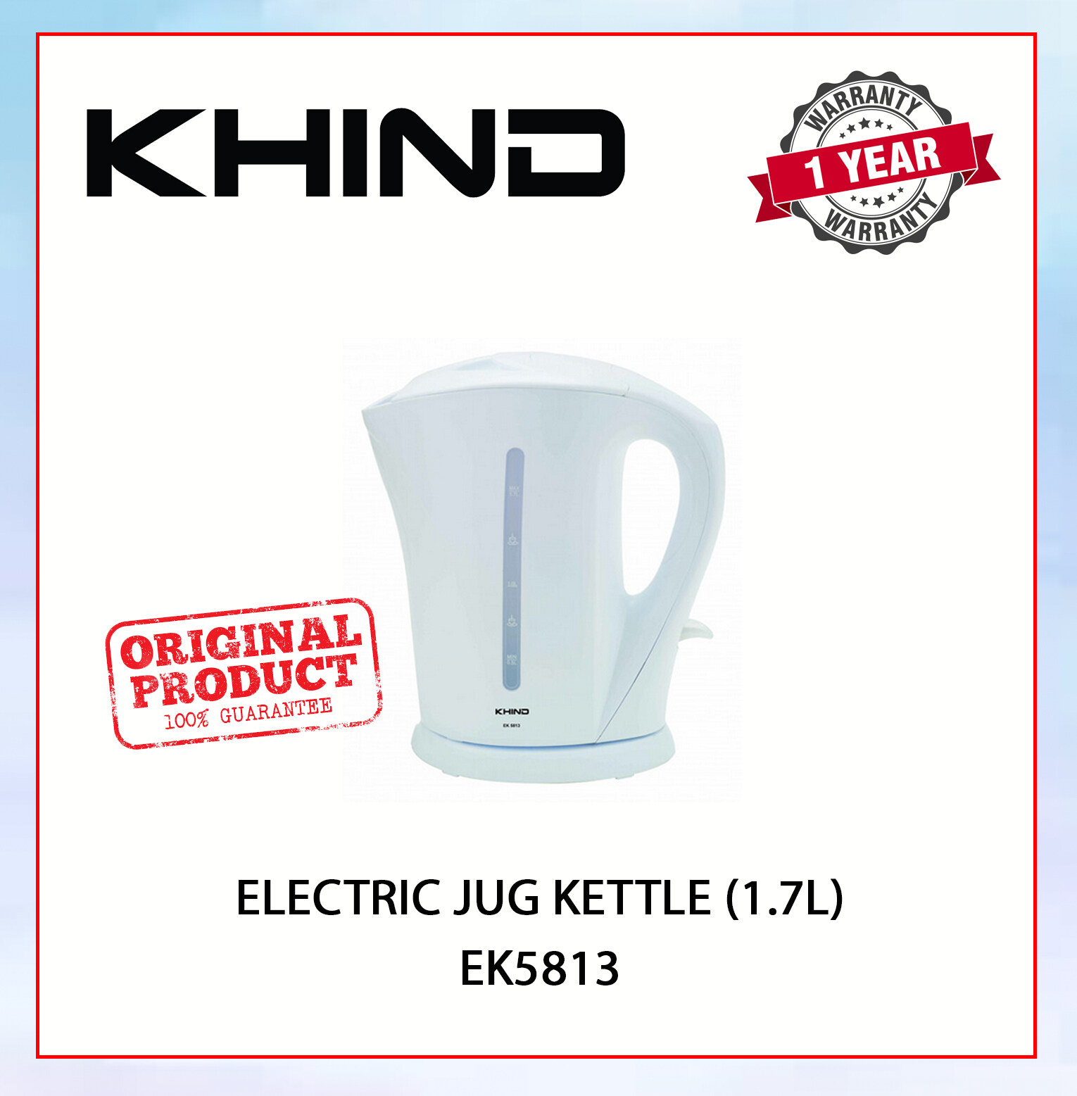 KHIND ELECTRIC JUG KETTLE 1.7L WHITE EK5813 TERMOS ELEKTRIK电热水器 Lazada