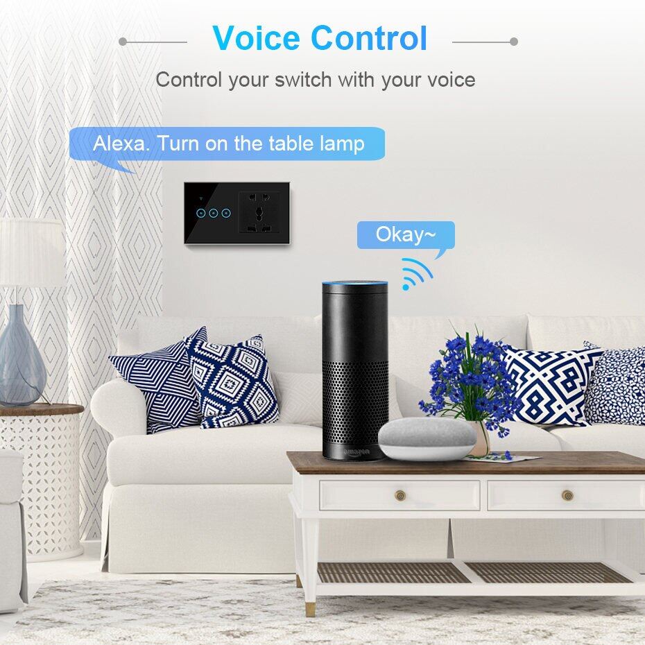 Tuya Smart Life App Control Switch And Socket Wifi Led Light Touch Wall Switch 16a Electrical Socket Work With Alexa Google Home
