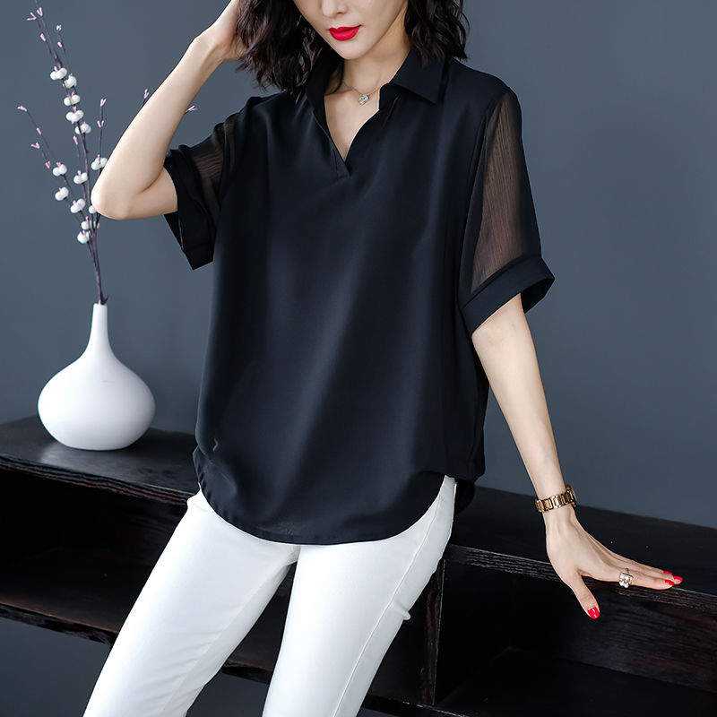 In Stock! Spring 2021 New Chiffon Top Blouse Fashion Short-sleeved Blouse and Office Ladies Ladies Clothes