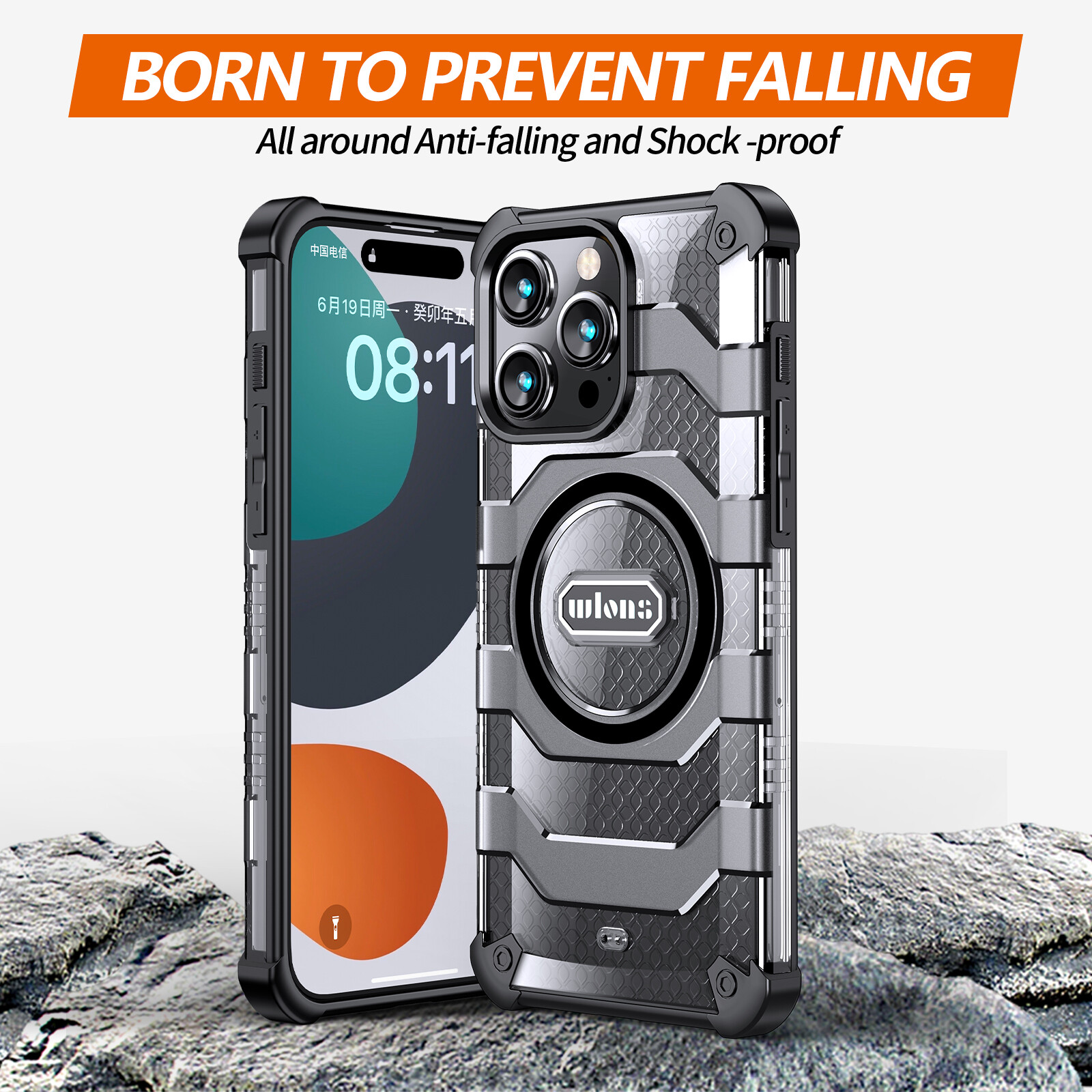 Wlons bậc quân sự bảo vệ vỏ điện thoại cho Iphone 15 Pro Max/iPhone 15 Pro/iPhone 15/iPhone 15 cộng với siêu mỏng, chúng tôi quân sự chứng nhận, Đức nhập khẩu PC, TPU mềm dính MagSafe sạc không dây