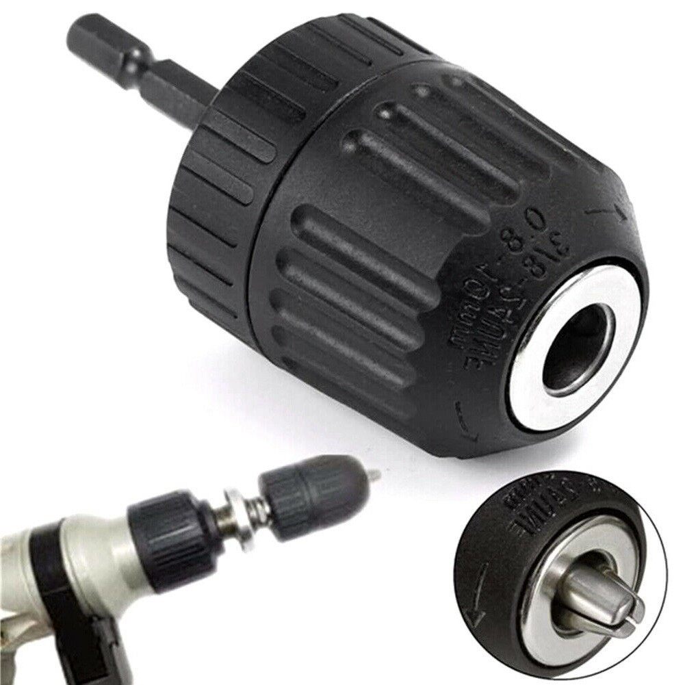 Keyless Drill Bit Chuck Quick Change Hex Shank Driver For Impact Wrench Socket Adaptor Converter