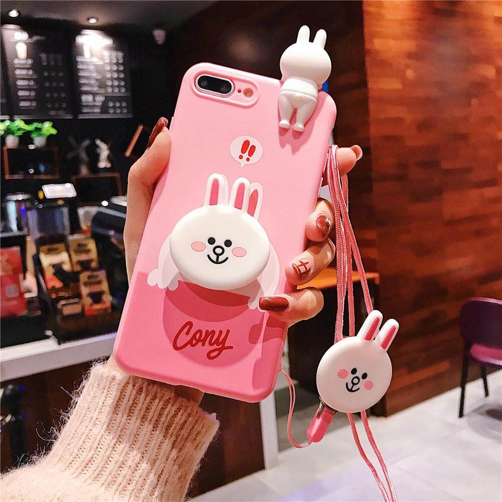 Untuk OPPO A3 A5 A3S A39 A57 F3LITE A59 A59S F1S A71 A73 F5 A77 R9 F1P R9P R9S R9SP f3P R11 R11P R11S R11SP R15 Stiker Kelinci Cony Casing Ponsel Pelindung Case S Penutup Imut dengan Aksesoris