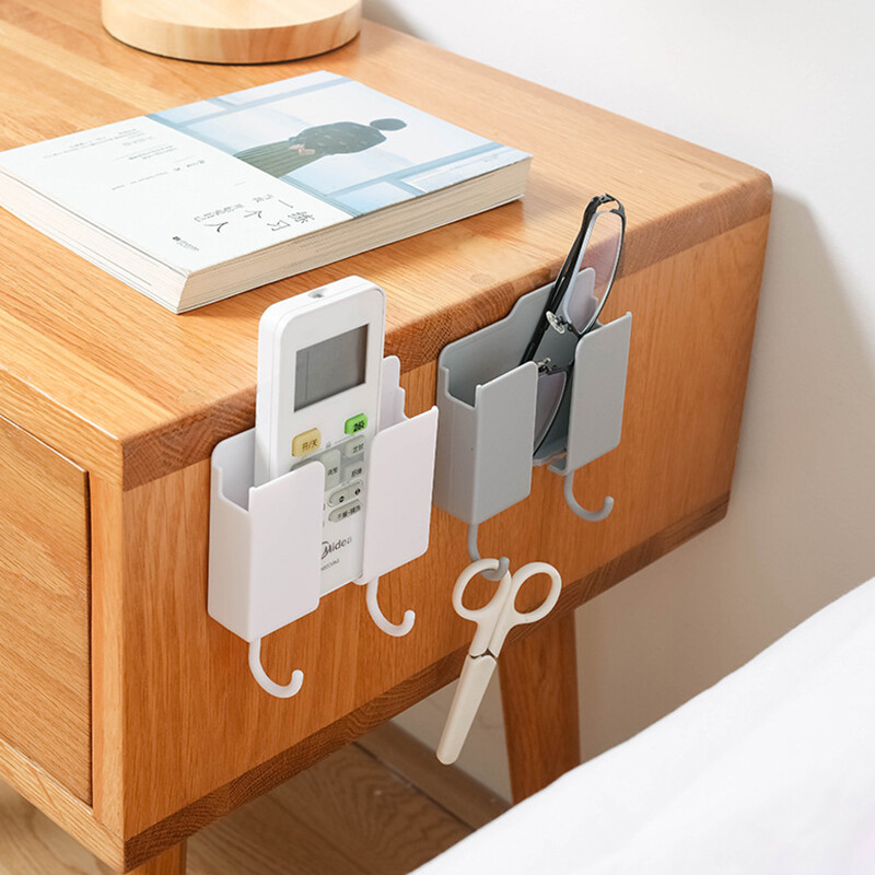 Wall Mounted Organizer Storage Box Remote Control Air Conditioner Storage Case Mobile Phone Plug Holder Stand Container Rack