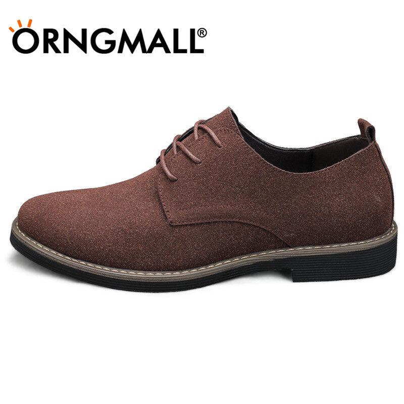 Whole Cut One Piece Orange Suede Leather Oxford Formal Shoes By Brune
