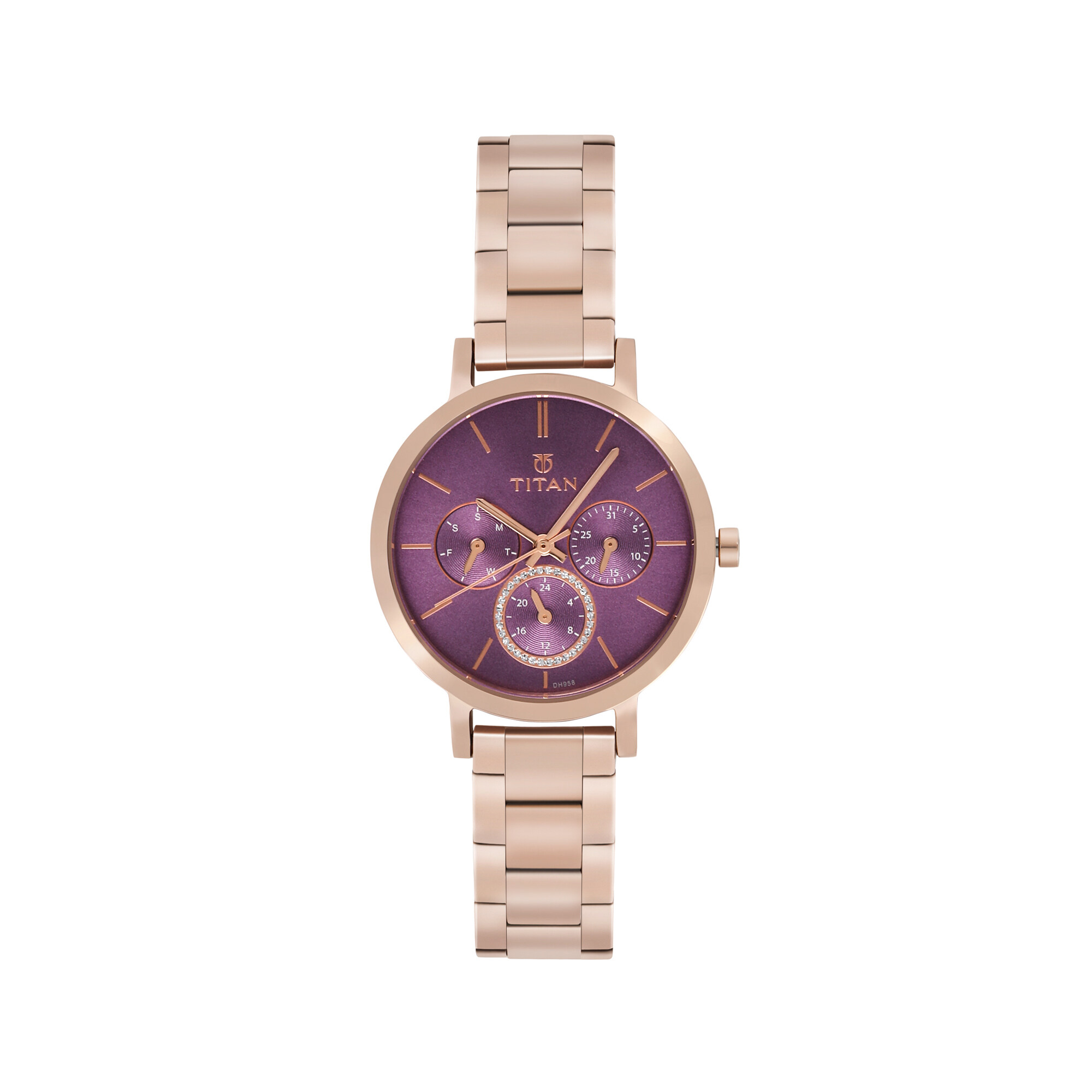 titan rose gold ladies watch