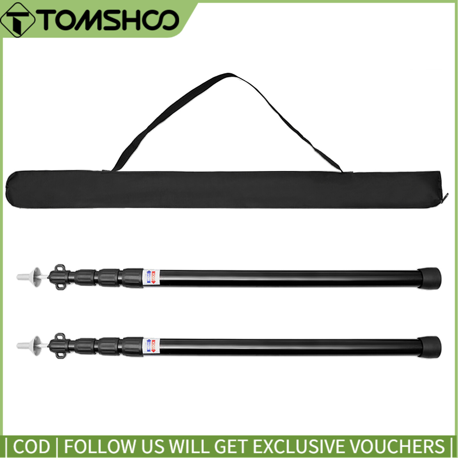 2pcs Thicken Aluminum Alloy Tent Pole Adjustable Tent Support Rods Beach Shelter Tarp Awning Pole Replacement Poles Accessories for Camping Hiking Backpacking Tent