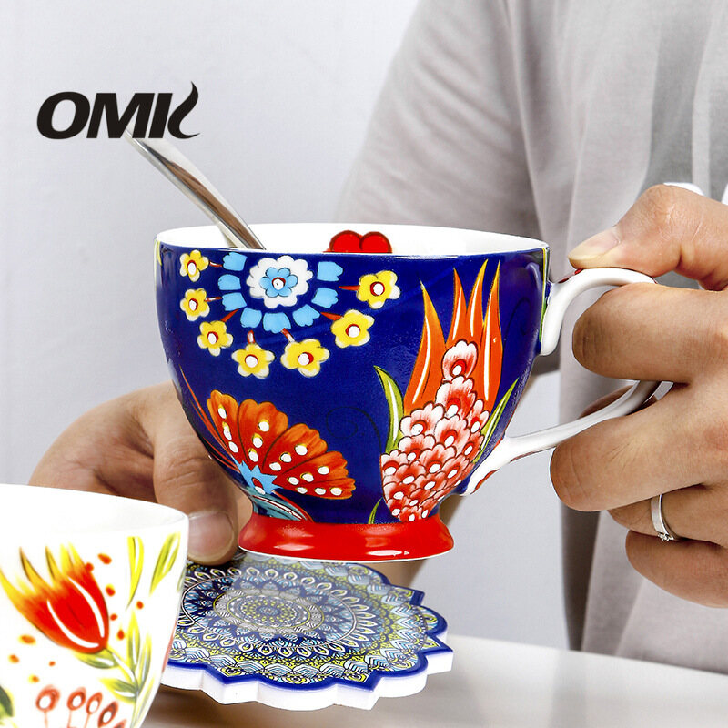 OMK American hand-painted ceramic 450ML breakfast cup mug coffee