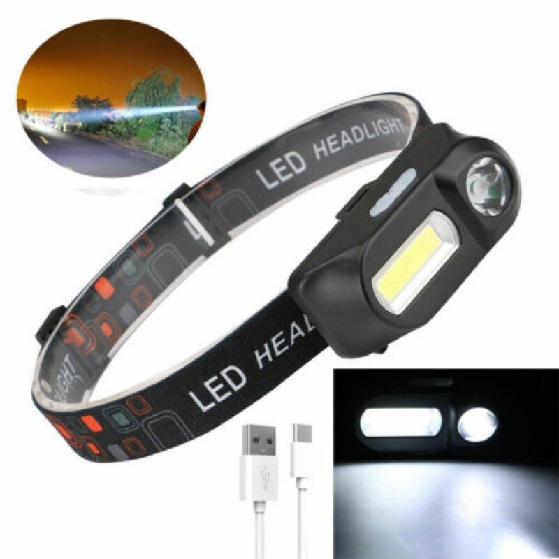 Outdoor 6 Modes COB LED Headlamp USB Rechargeable Headlight Torch Flashlight-RO