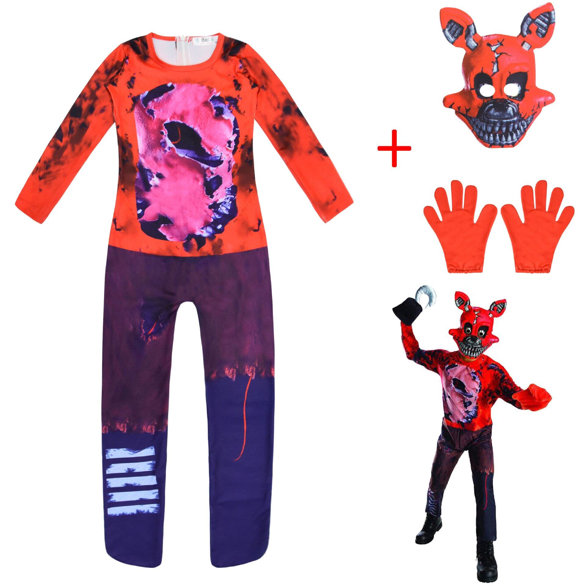 FNAF Freddy Costume for Kids Game Five Nights At  Freddy's Fancy Dress Fantasia Costume for Boys Girls Funny Xmas Party Cosplay Carnival Suit Jumpsuit with masks