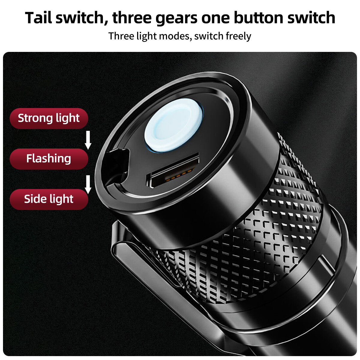 FONKEN Đèn Pin LED Phóng To Có Thể Sạc Lại Tiện Dụng Đèn Pin XP-G Q5 Đèn Pin Đèn Cắm Trại 3 Chế Độ Chiếu Sáng Đèn Pin Led Mini