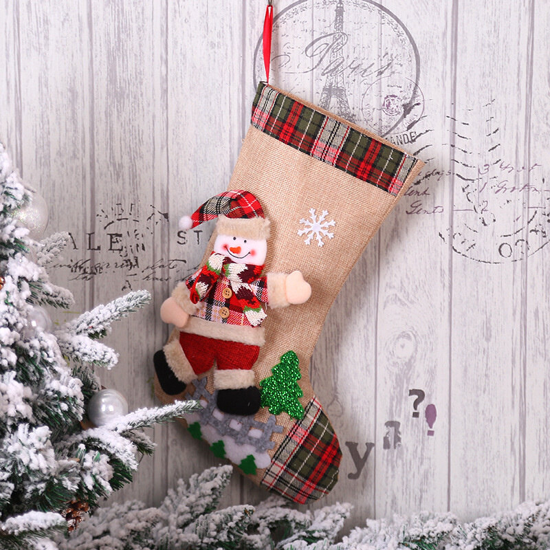 New Year Christmas Stockings Santa Sacks Pendants Candy Gift Bag Christmas Decorative for Home Xmas Tree Decoration