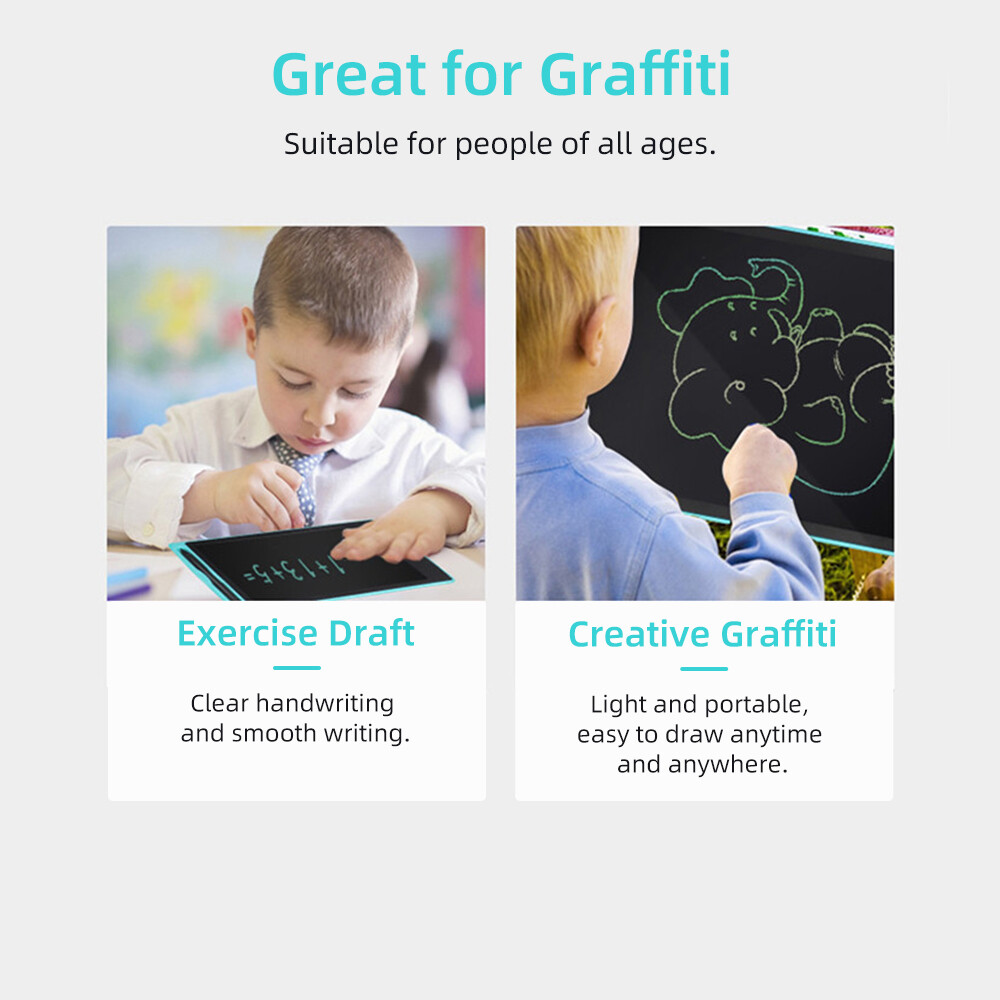 12 Inch LCD Writing Tablet Electronic Digital Drawing Board Erasable Writing Pad Color Screen One-Click Erase with Lock Button Gift for Children Adults Home Office School